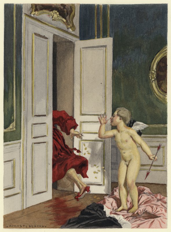 Illustratie voor memoires van Casanova (kleurenlitho) door Jules Marie Auguste Leroux