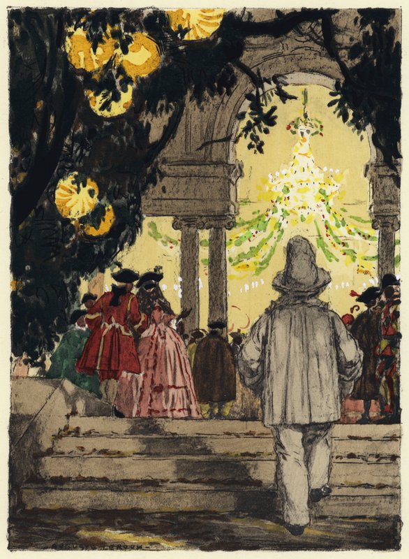 Illustratie voor memoires van Casanova (kleurenlitho) door Jules Marie Auguste Leroux