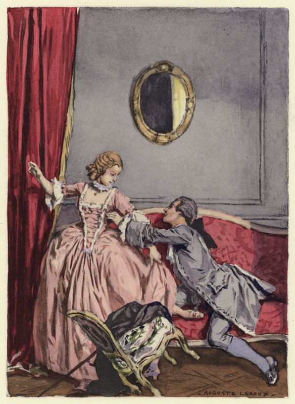 Illustratie voor memoires van Casanova (kleurenlitho) door Jules Marie Auguste Leroux