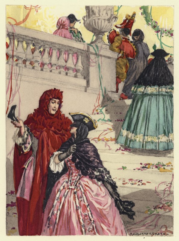 Illustratie voor memoires van Casanova (kleurenlitho) door Jules Marie Auguste Leroux