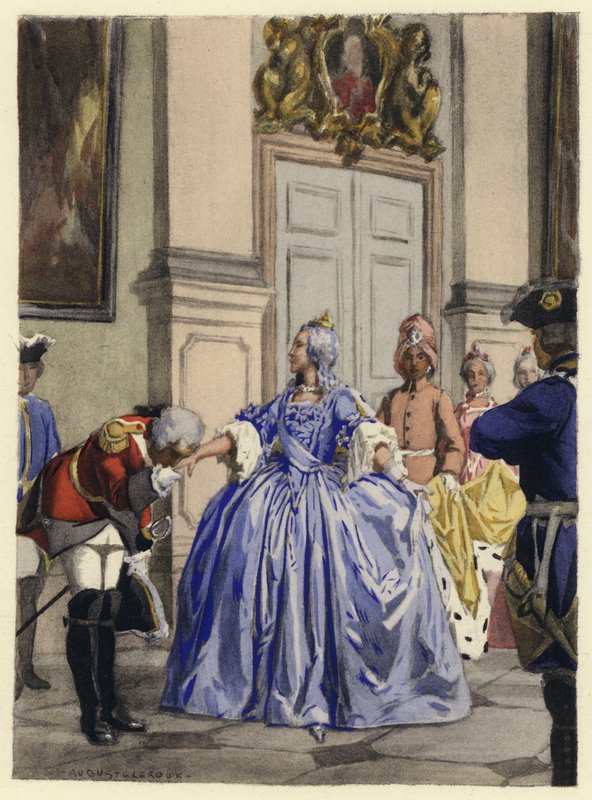 Illustratie voor memoires van Casanova (kleurenlitho) door Jules Marie Auguste Leroux