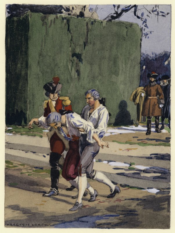 Illustratie voor memoires van Casanova (kleurenlitho) door Jules Marie Auguste Leroux
