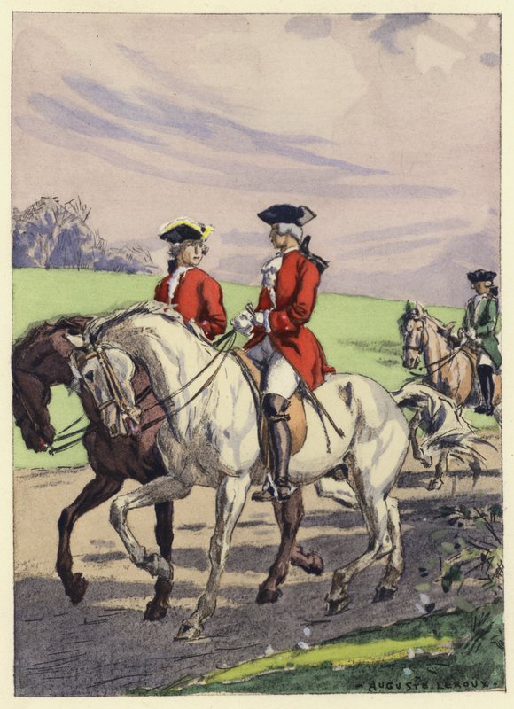 Illustratie voor memoires van Casanova (kleurenlitho) door Jules Marie Auguste Leroux