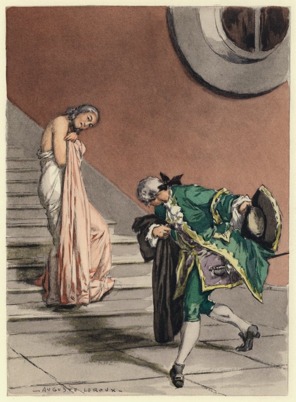 Illustratie voor memoires van Casanova (kleurenlitho) door Jules Marie Auguste Leroux