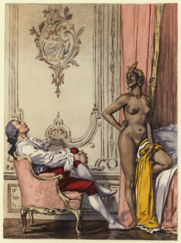 Illustratie voor memoires van Casanova (kleurenlitho) door Jules Marie Auguste Leroux