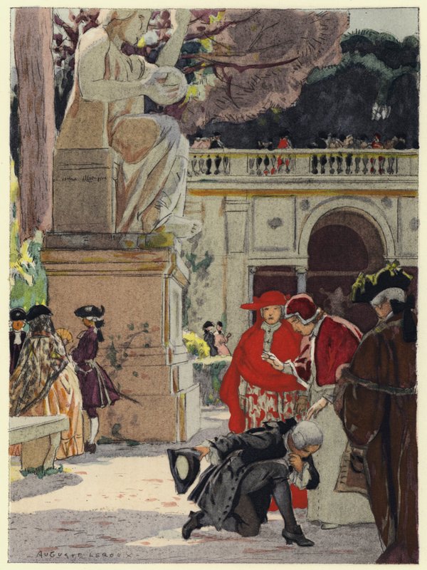 Illustratie voor memoires van Casanova (kleurenlitho) door Jules Marie Auguste Leroux