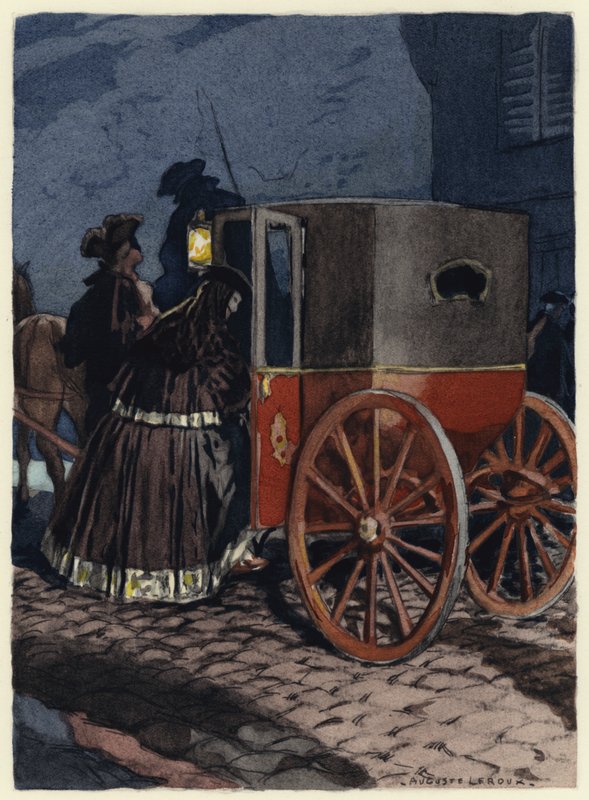 Illustratie voor memoires van Casanova (kleurenlitho) door Jules Marie Auguste Leroux