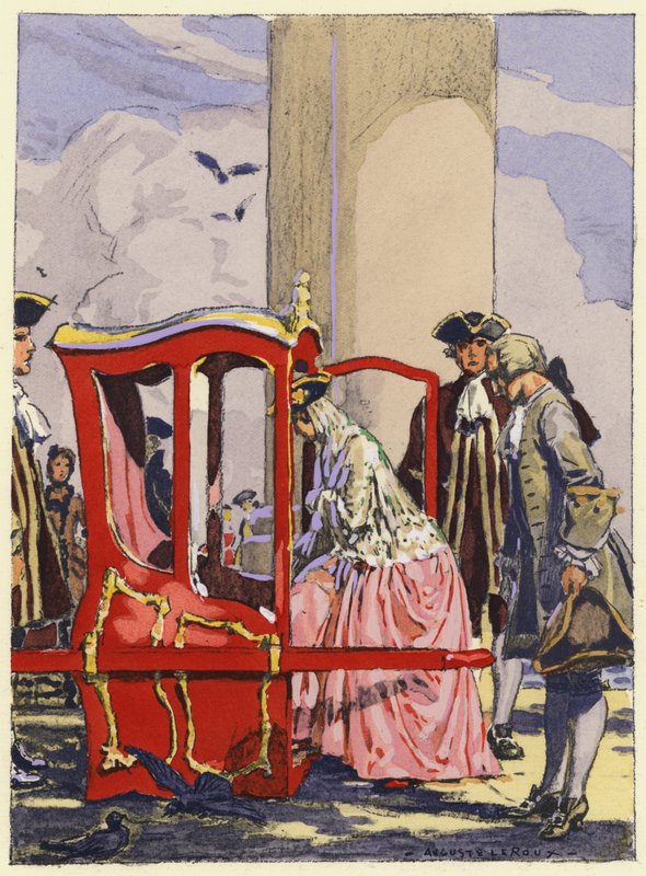 Illustratie voor memoires van Casanova (kleurenlitho) door Jules Marie Auguste Leroux