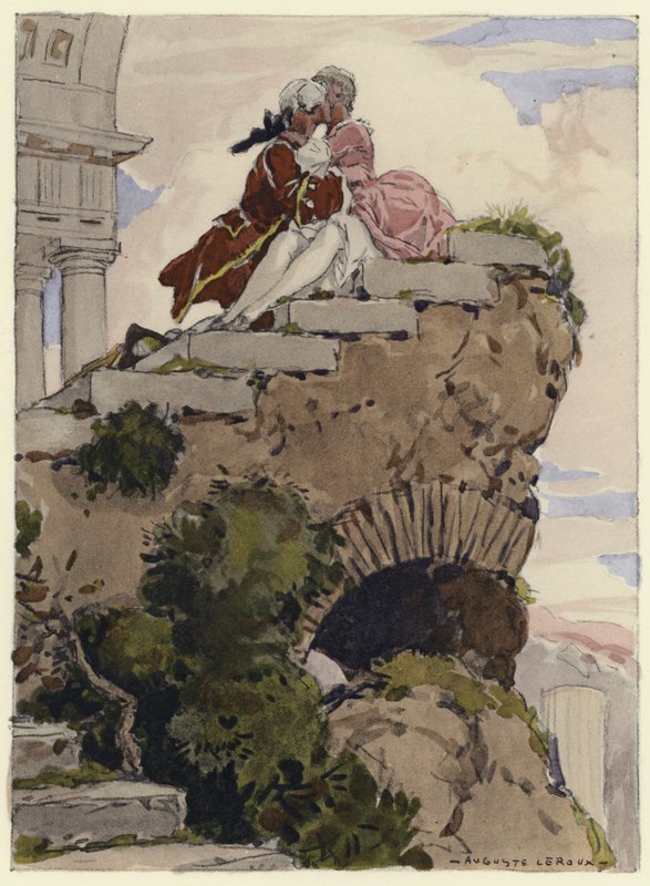 Illustratie voor memoires van Casanova (kleurenlitho) door Jules Marie Auguste Leroux