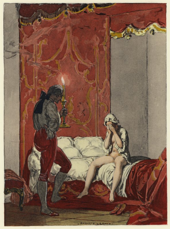 Illustratie voor memoires van Casanova (kleurenlitho) door Jules Marie Auguste Leroux
