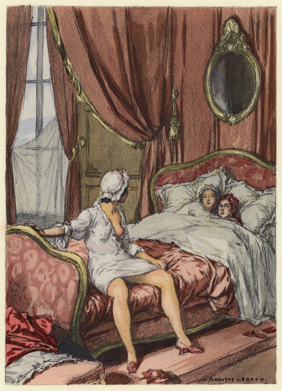 Illustratie voor memoires van Casanova (kleurenlitho) door Jules Marie Auguste Leroux