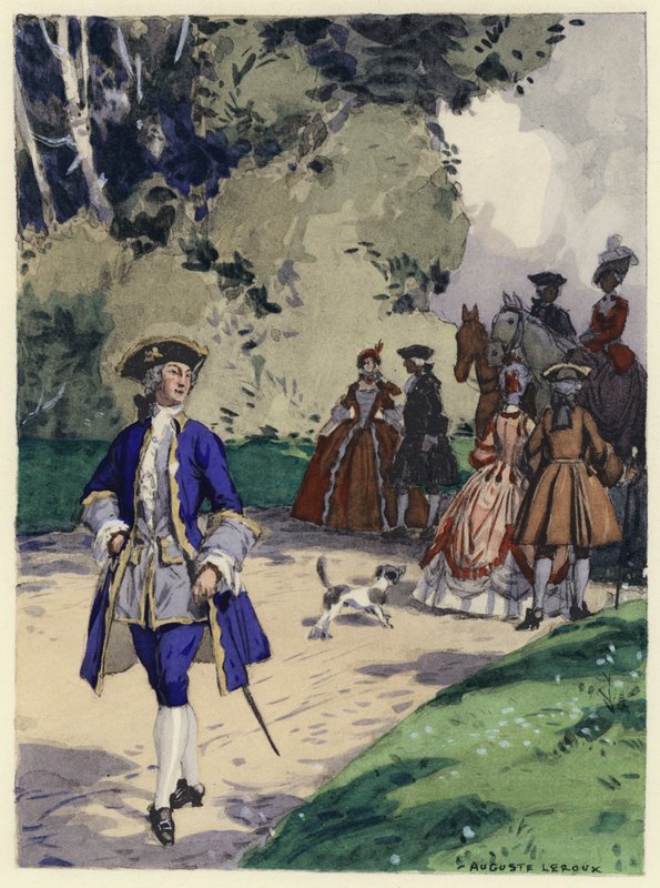 Illustratie voor memoires van Casanova (kleurenlitho) door Jules Marie Auguste Leroux