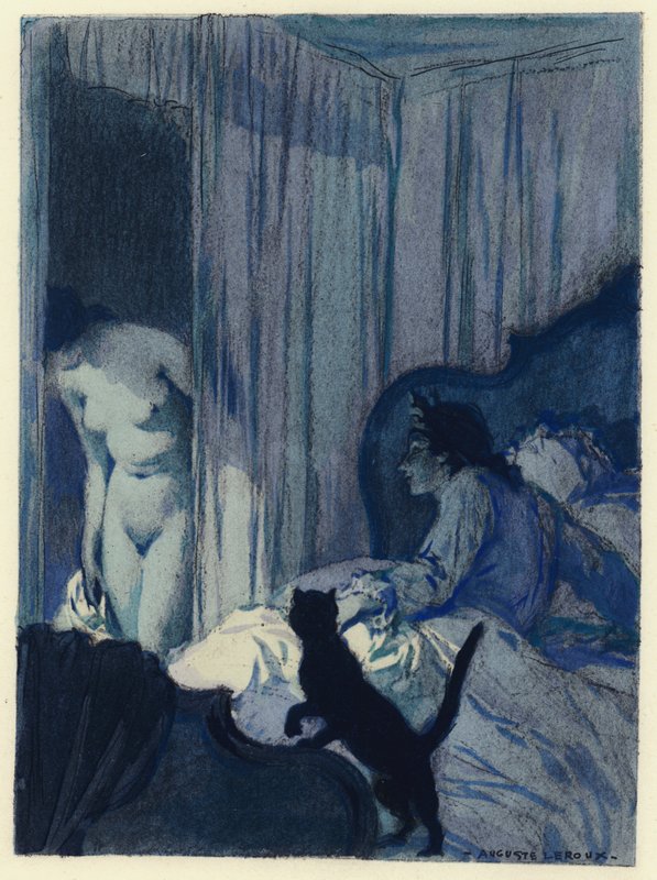 Illustratie voor memoires van Casanova (kleurenlitho) door Jules Marie Auguste Leroux