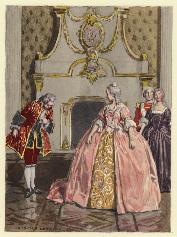 Illustratie voor memoires van Casanova (kleurenlitho) door Jules Marie Auguste Leroux