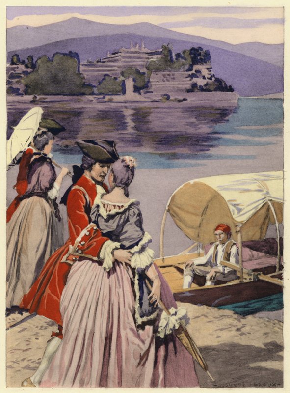 Illustratie voor memoires van Casanova (kleurenlitho) door Jules Marie Auguste Leroux