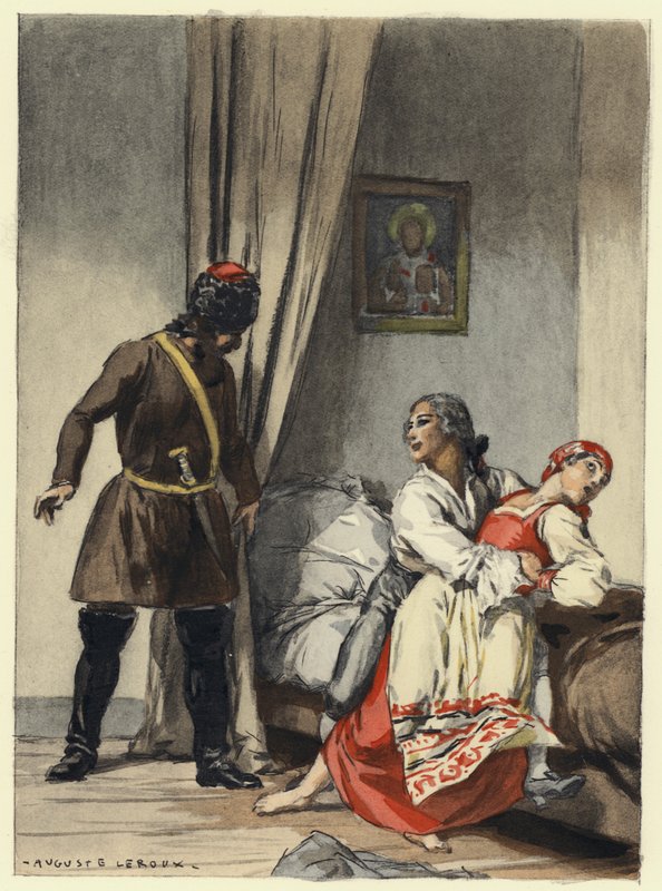 Illustratie voor memoires van Casanova (kleurenlitho) door Jules Marie Auguste Leroux