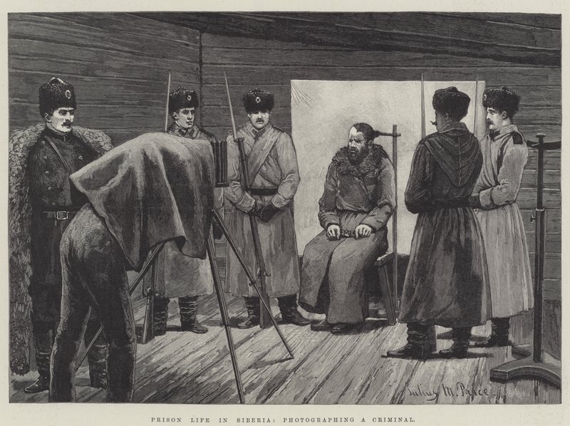 Gevangenisleven in Siberië, een Crimineel fotograferen door Julius Mandes Price