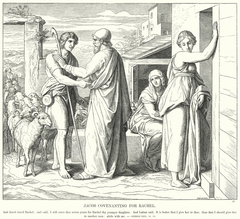 Jacob Sluit een Verbond voor Rachel door Julius (after) Schnorr von Carolsfeld