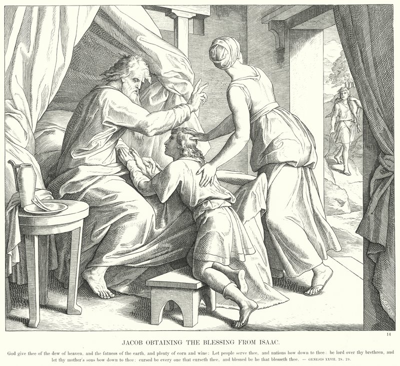 Jakob Ontvangt de Zegen van Isaak door Julius (after) Schnorr von Carolsfeld