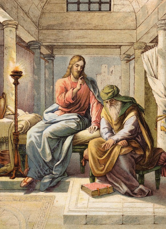 Jezus en Nicodemus door Julius (after) Schnorr von Carolsfeld