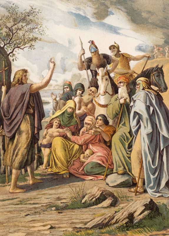 Johannes de Doper predikend in de wildernis door Julius (after) Schnorr von Carolsfeld