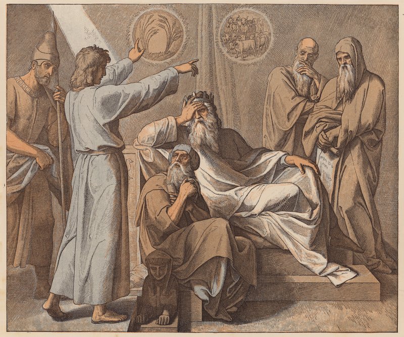 Jozef die de dromen van de farao uitlegt, Genesis, XLI, 25 door Julius (after) Schnorr von Carolsfeld