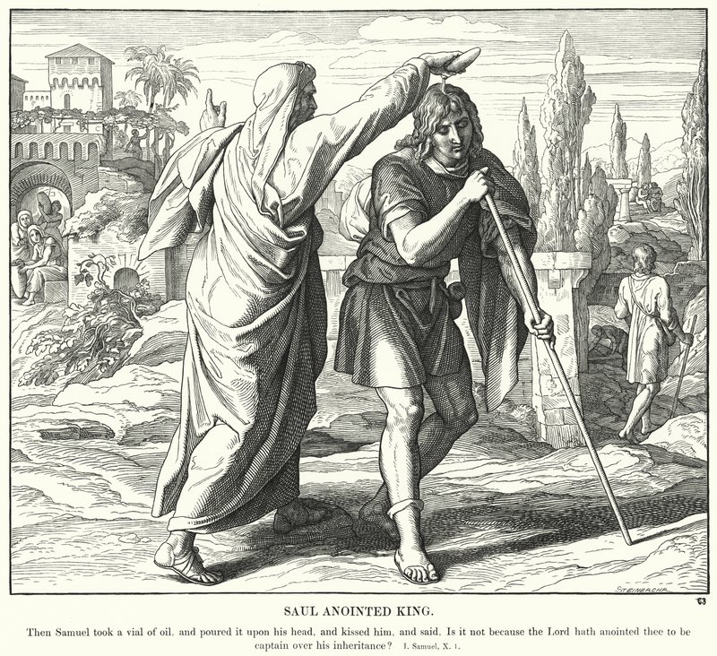 Saul Gezalft tot Koning door Julius (after) Schnorr von Carolsfeld