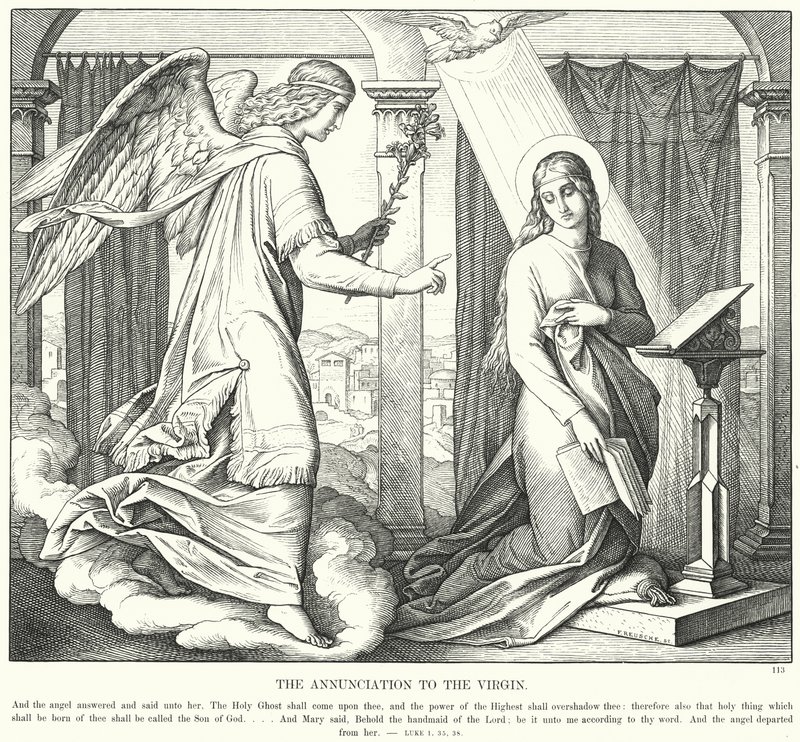 De aankondiging aan de maagd door Julius (after) Schnorr von Carolsfeld