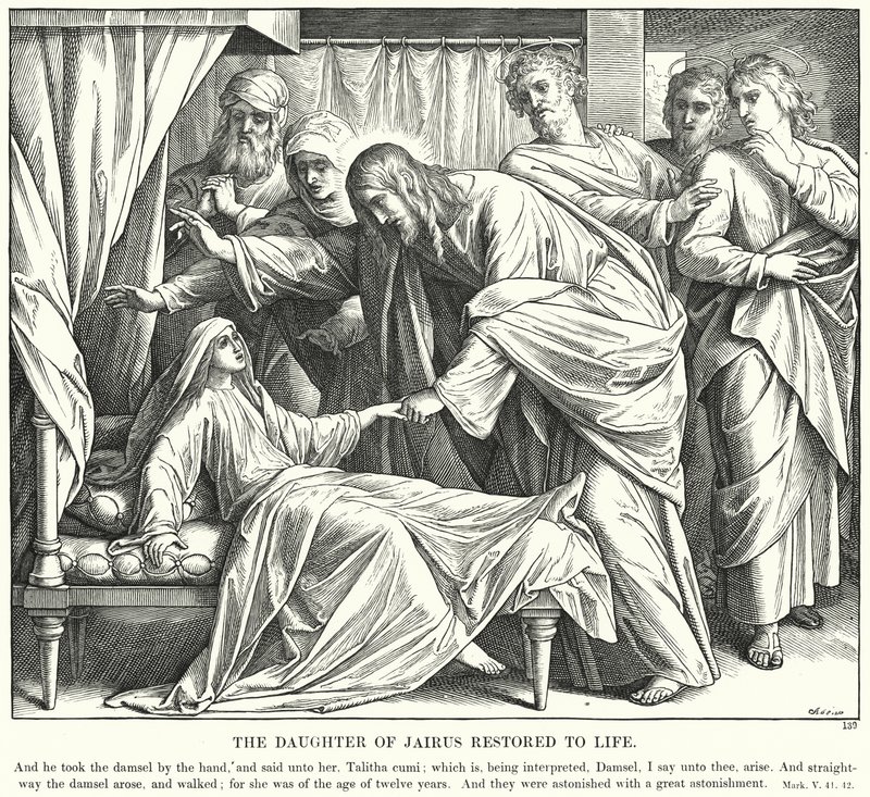 De Dochter van Jairus Hersteld tot Leven door Julius (after) Schnorr von Carolsfeld