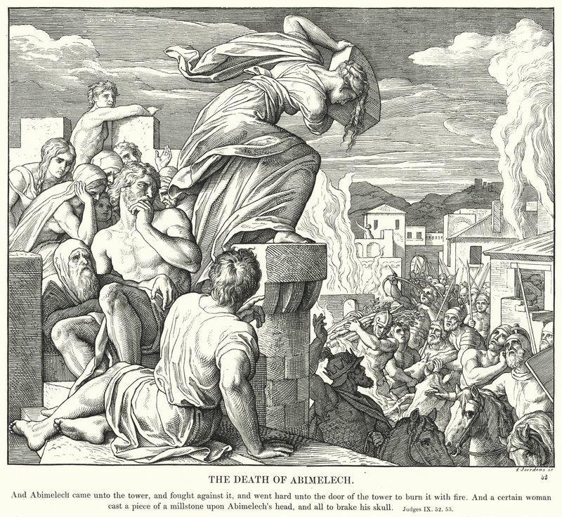 De Dood van Abimelech door Julius (after) Schnorr von Carolsfeld