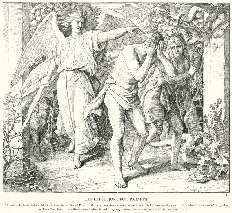 De verdrijving uit het paradijs door Julius (after) Schnorr von Carolsfeld