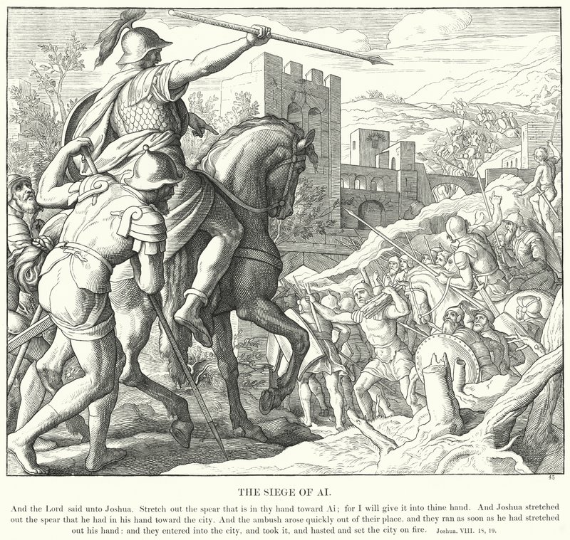 De Belegering van Ai (gravure) door Julius (after) Schnorr von Carolsfeld