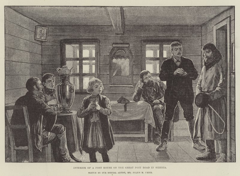 Interieur van een Posthuis aan de Grote Postweg in Siberië door Julius Mandes Price