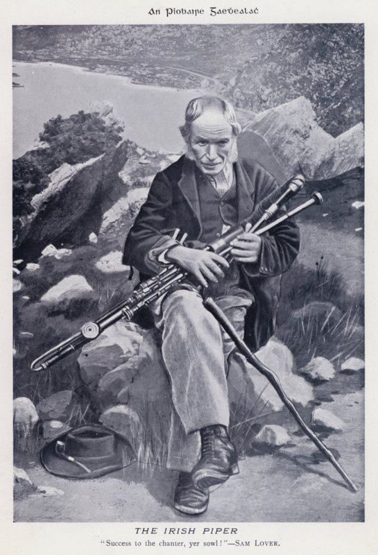 De Ierse doedelzakspeler (zwart-wit foto) door Karl Karlovich Piratsky