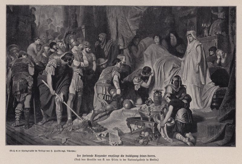 De stervende Alexander de Grote ontvangt de eerbetuigingen van zijn leger, Babylon, 323 v.Chr. door Karl Theodor von Piloty
