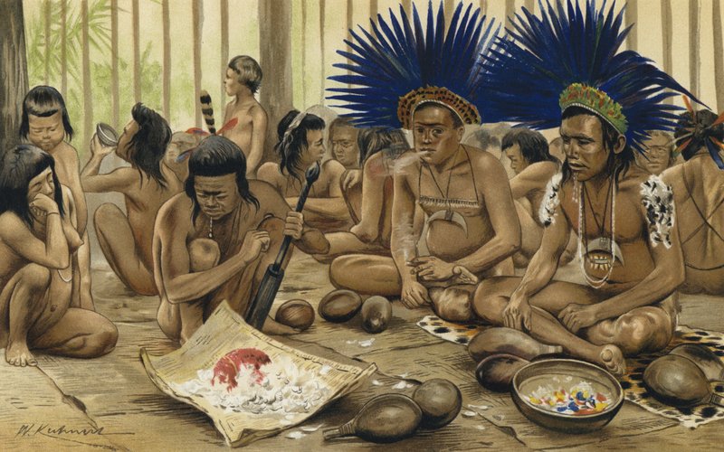 Festival van de doden van de Bororo-indianen van Centraal-Brazilië door Karl Von den Steinen