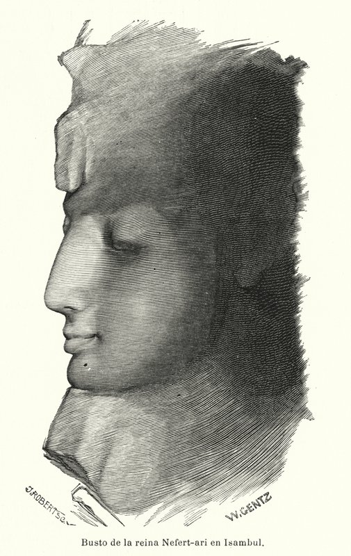 Buste van de oude Egyptische koningin Nefertari, vrouw van Ramses de Grote, Abu Simbel door Karl Wilhelm Gentz