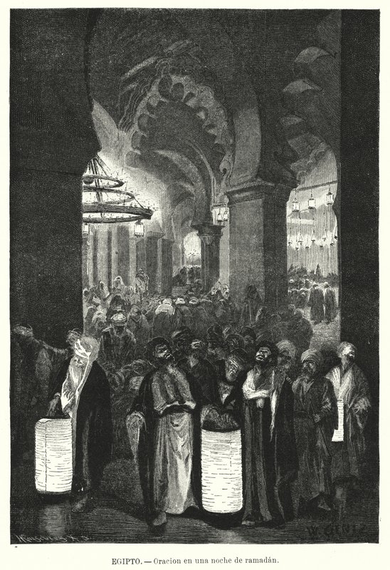 Avondgebeden tijdens de Ramadan, Egypte door Karl Wilhelm Gentz
