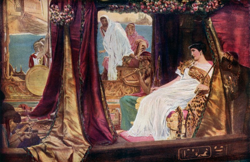 Cleopatra in haar schuit, uit Shakespeares Antony and Cleopatra door Lawrence after Alma Tadema