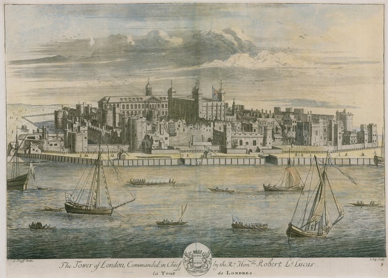 De Tower of London onder bevel van de Zeer Eerwaarde Robert Lucas door Leonard Knyff