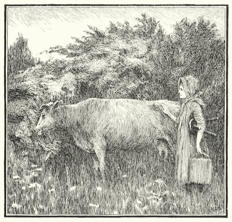 Cushy koe bonny, laat je melk zakken (gravure) door Leonard Leslie Brooke