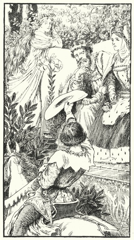 Hier komt een lustige minnaar (gravure) door Leonard Leslie Brooke