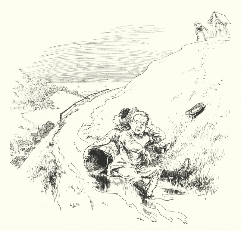 Jack en Jill gingen de heuvel op (gravure) door Leonard Leslie Brooke