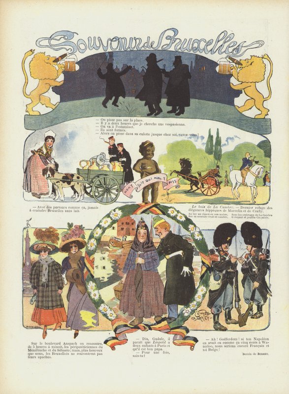 Souvenir van Brussel. Illustratie voor Le Rire door Leonce Burret