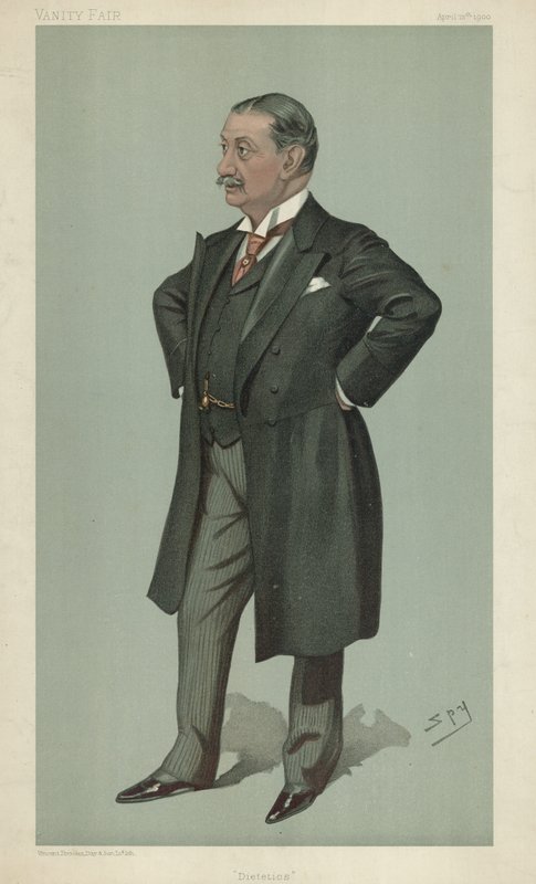 Dr. Nathaniel Edward Yorke-Davis, Dieetleer, 12 april 1900, Vanity Fair cartoon door Leslie Matthew Ward