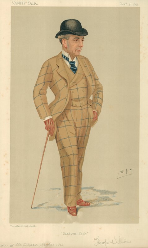 Mr Hwfa Williams, Sandown Park, 7 november 1891, Vanity Fair cartoon door Leslie Matthew Ward