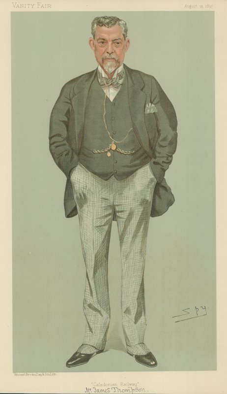 Mr James Thompson, Caledonian Railway, 15 augustus 1895, Vanity Fair cartoon door Leslie Matthew Ward