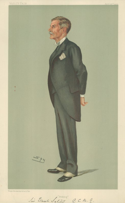 Sir Ernest Satow, Peking, 23 april 1903, Vanity Fair cartoon door Leslie Matthew Ward