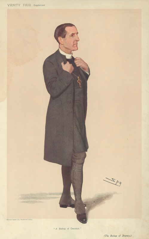 De bisschop van Stepney, een bisschop van besluitvaardigheid, 19 april 1906, Vanity Fair cartoon door Leslie Matthew Ward