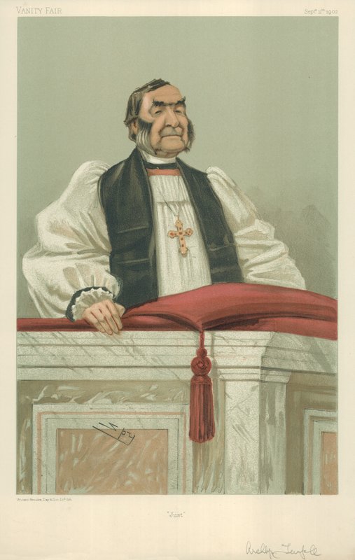 De eerwaarde Frederick Temple, de aartsbisschop van Canterbury, 11 september 1902, Vanity Fair cartoon door Leslie Matthew Ward